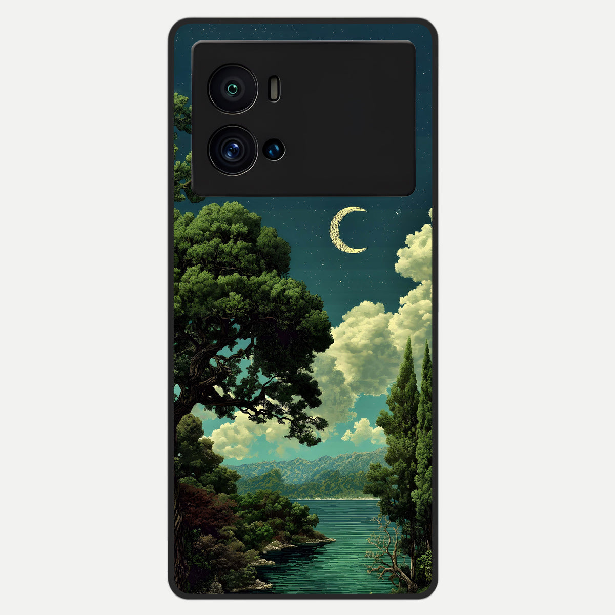  Celestial Lake Peace Glass Case For iQOO 9 Pro back cover – full design glossy printed glass finish