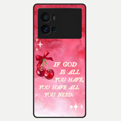  Cherry Quote Glass Case For iQOO 9 Pro back cover – full design glossy printed glass finish