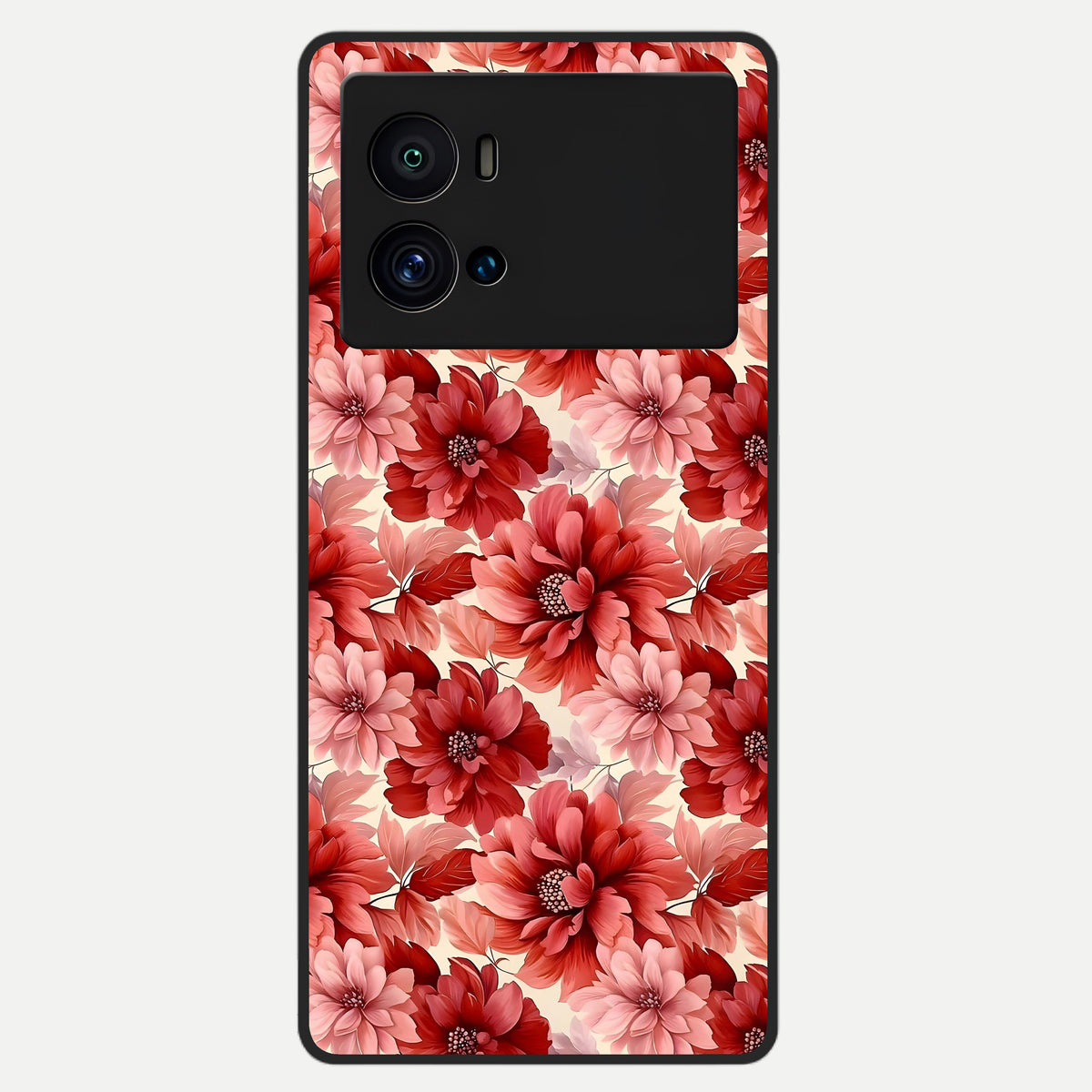  Crimson Love Petals Glass Case For iQOO 9 Pro back cover – full design glossy printed glass finish
