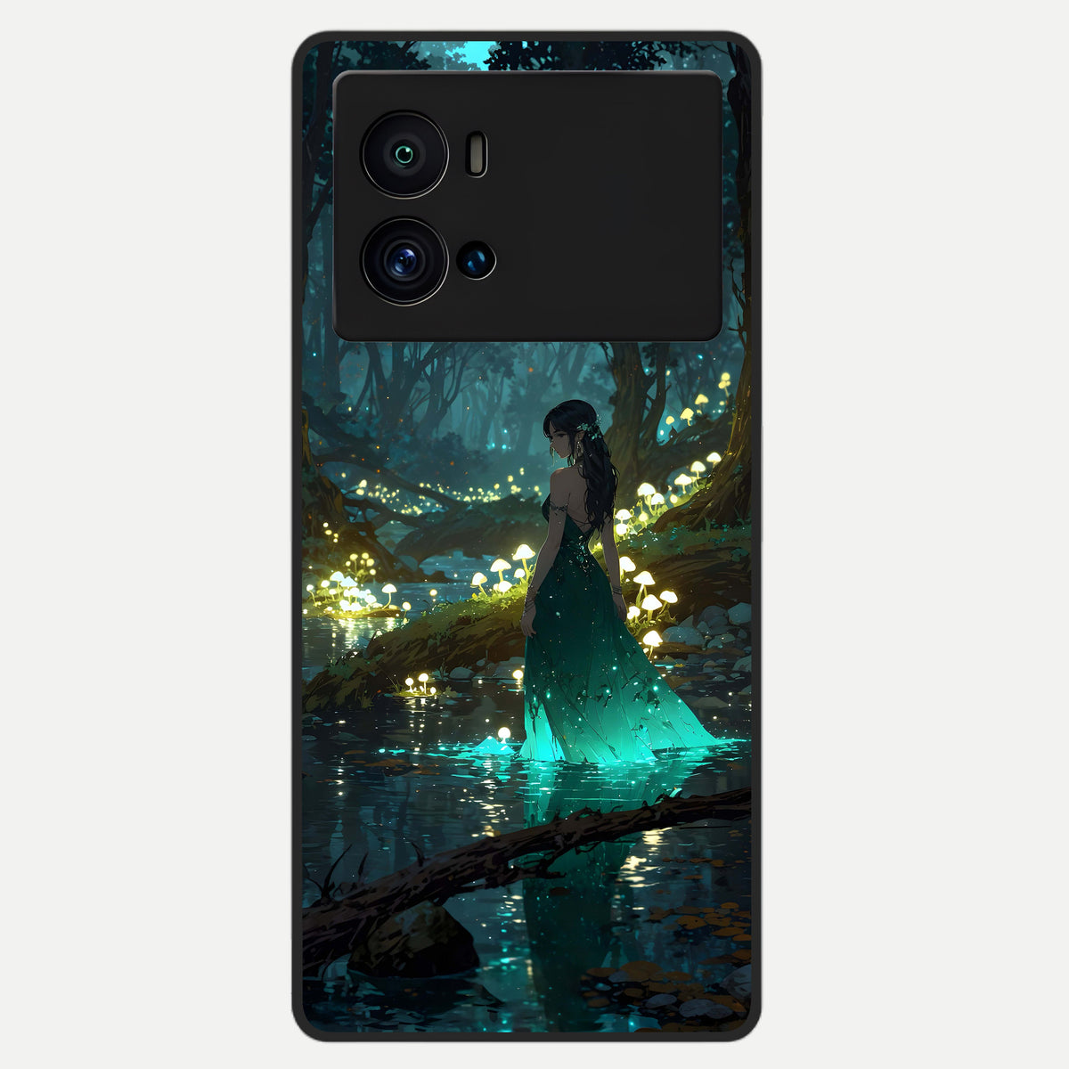  Enchanted Forest Glow Glass Case For iQOO 9 Pro back cover – full design glossy printed glass finish