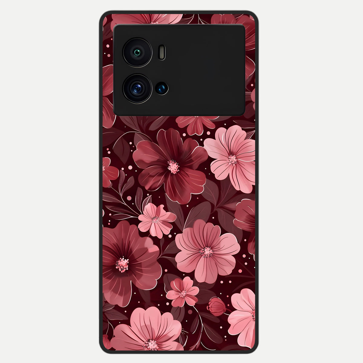  Flower Blush Bloom Glass Case For iQOO 9 Pro back cover – full design glossy printed glass finish