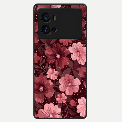  Flower Blush Bloom Glass Case For iQOO 9 Pro back cover – full design glossy printed glass finish