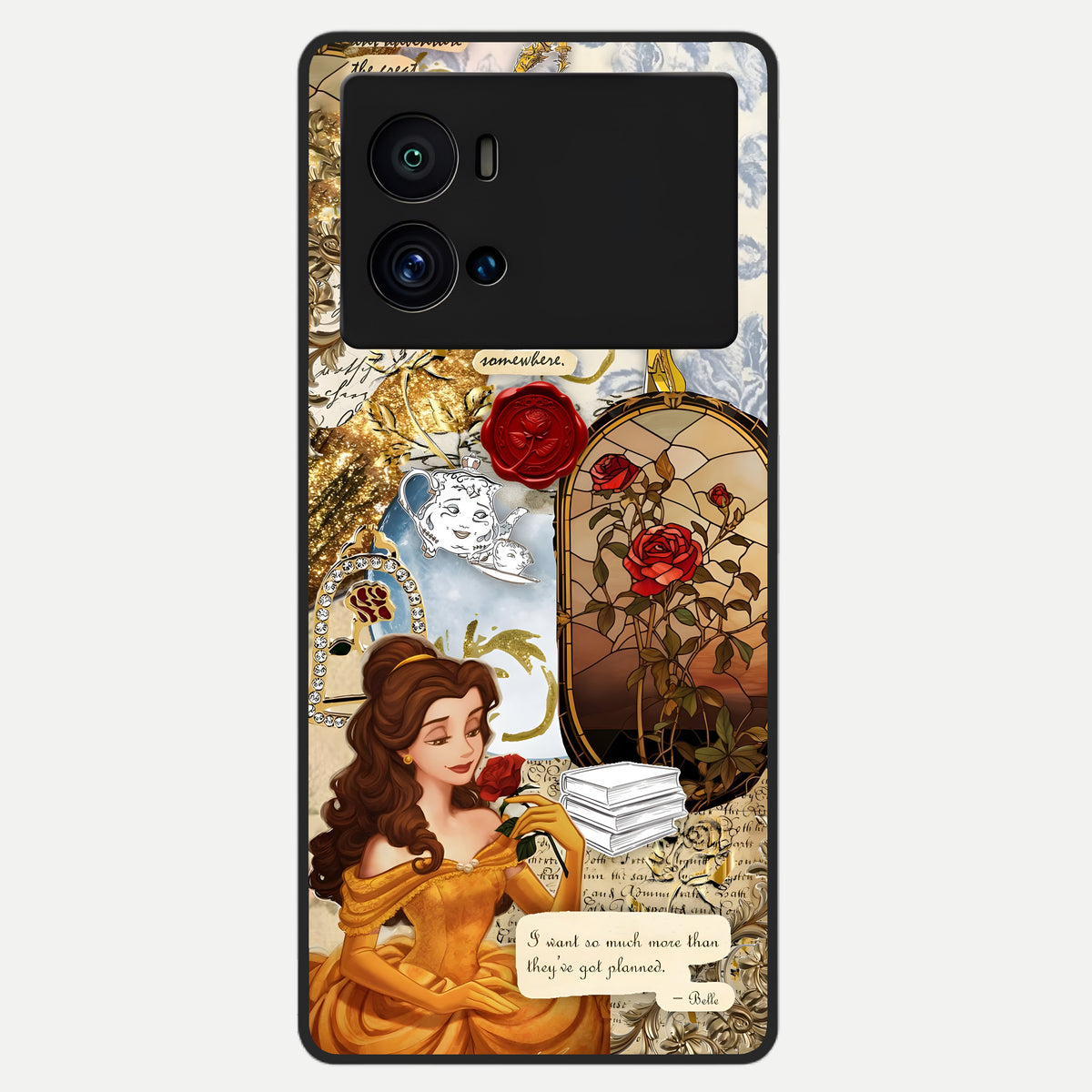  Golden Dream Belle Glass Case For iQOO 9 Pro back cover – full design glossy printed glass finish
