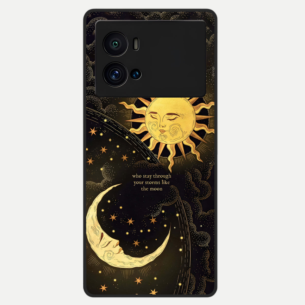  Golden Lunar Love Glass Case For iQOO 9 Pro back cover – full design glossy printed glass finish
