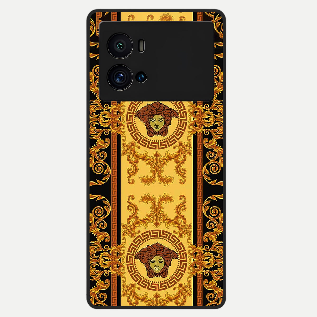  Golden Royal Heritage Glass Case For iQOO 9 Pro back cover – full design glossy printed glass finish