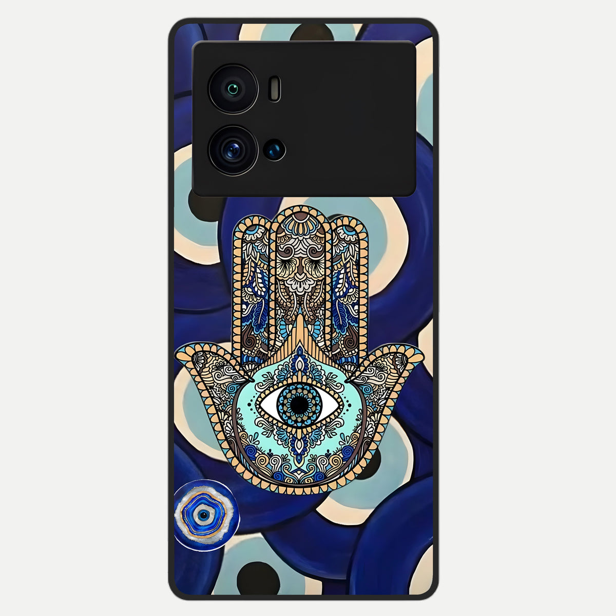  Hamsa Divine Guard Glass Case For iQOO 9 Pro back cover – full design glossy printed glass finish