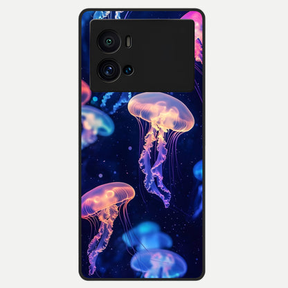  Jellyfish Pattern Glass Case For iQOO 9 Pro back cover – full design glossy printed glass finish