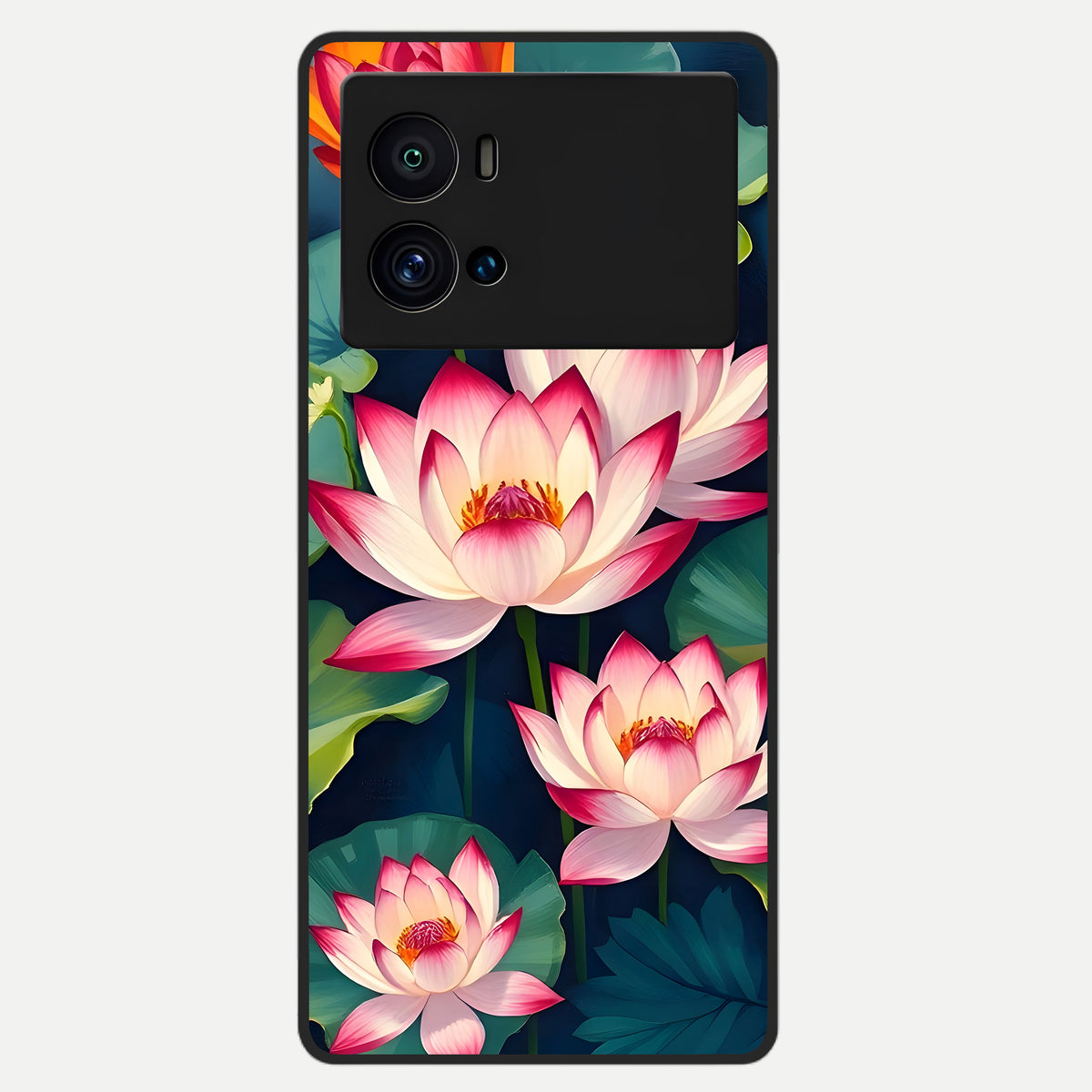  Lotus Dream Serenity Glass Case For iQOO 9 Pro back cover – full design glossy printed glass finish