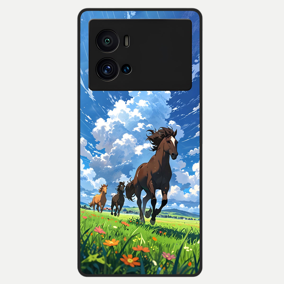  Majestic Horses Galloping Glass Case For iQOO 9 Pro back cover – full design glossy printed glass finish