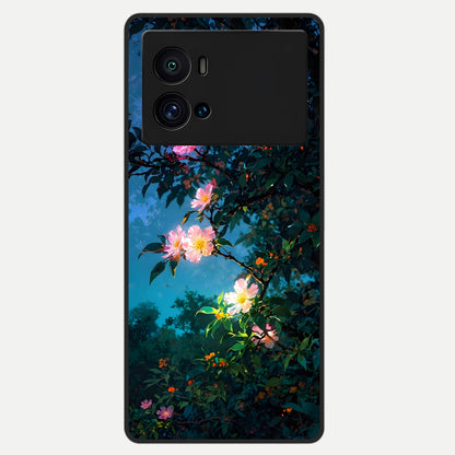  Midnight Bloom Glow Glass Case For iQOO 9 Pro back cover – full design glossy printed glass finish