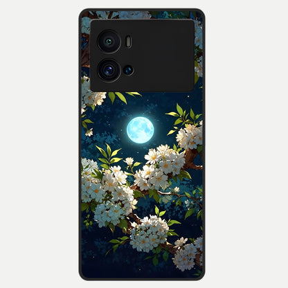  Moonlit Blossom Dream Glass Case For iQOO 9 Pro back cover – full design glossy printed glass finish