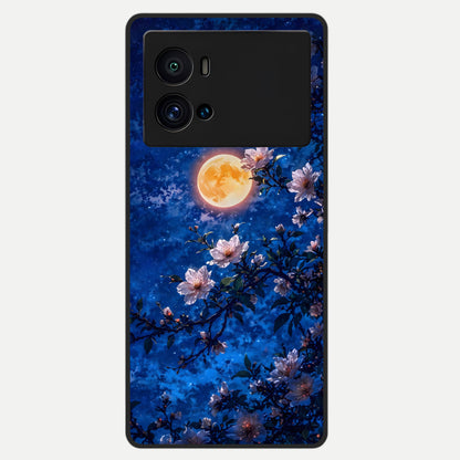  Moonlit Blossoms Night Glass Case For iQOO 9 Pro back cover – full design glossy printed glass finish