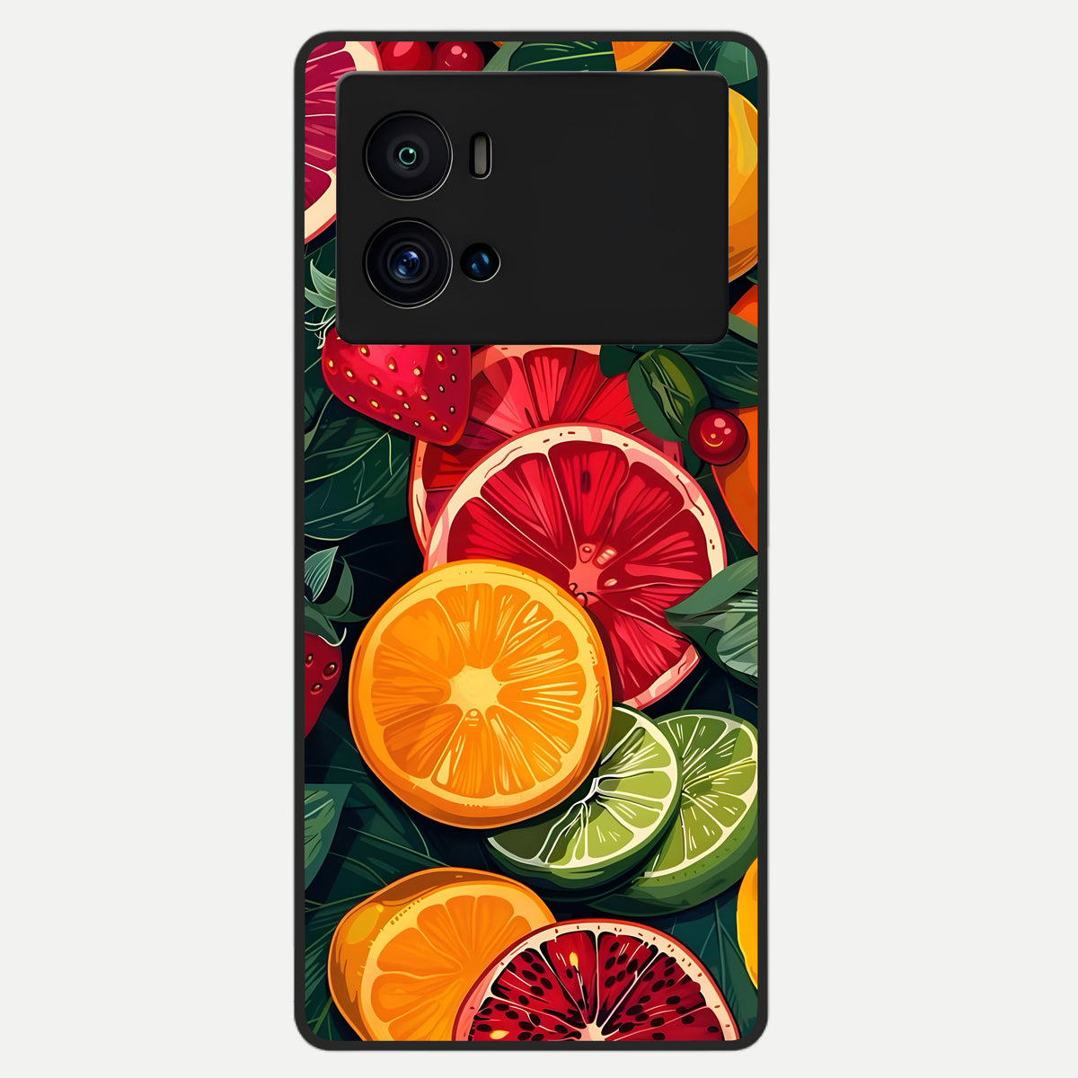  Multiple Fruits Glass Case For iQOO 9 Pro back cover – full design glossy printed glass finish