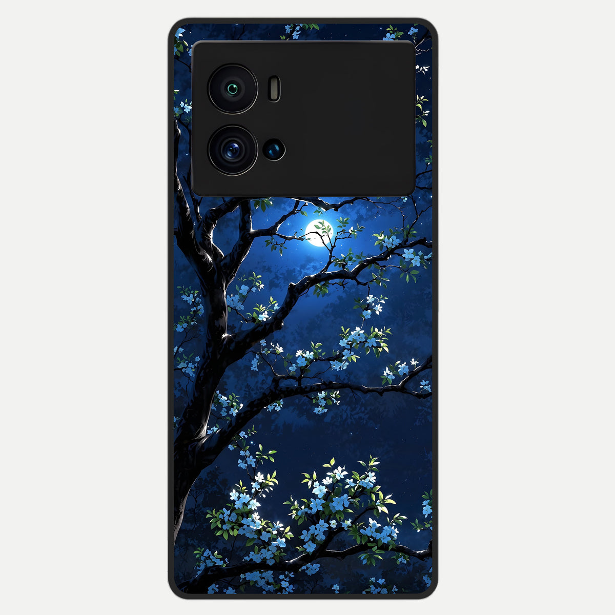  Mystic Floral Night Glass Case For iQOO 9 Pro back cover – full design glossy printed glass finish