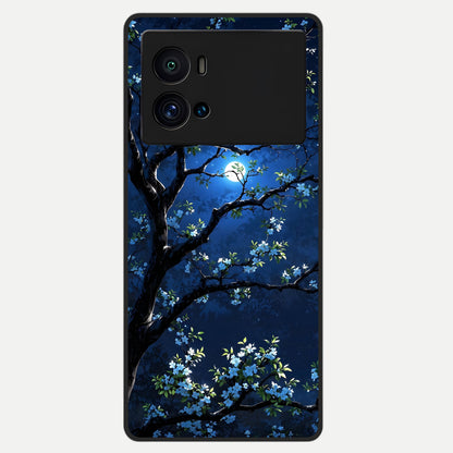  Mystic Floral Night Glass Case For iQOO 9 Pro back cover – full design glossy printed glass finish