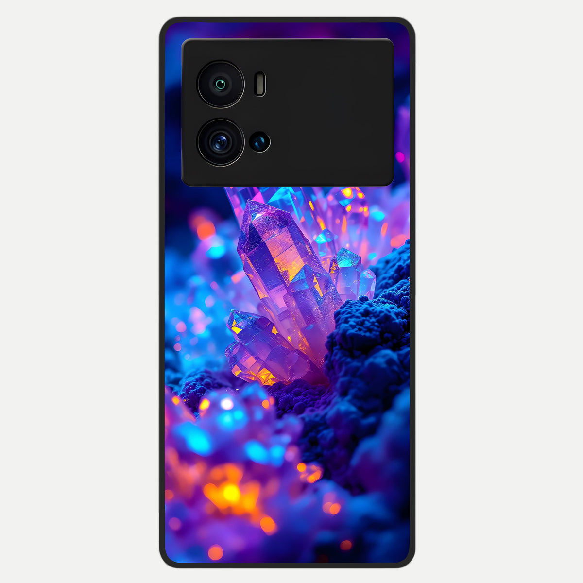  Neon Aura Shards Glass Case For iQOO 9 Pro back cover – full design glossy printed glass finish