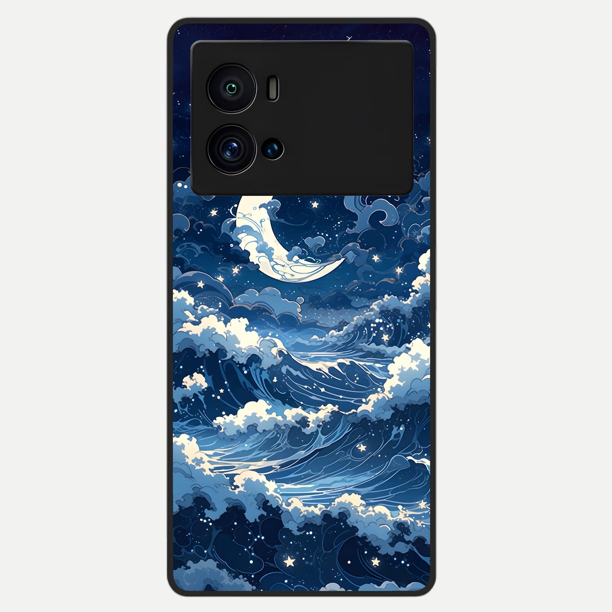  Ocean Moon Waves Glass Case For iQOO 9 Pro back cover – full design glossy printed glass finish