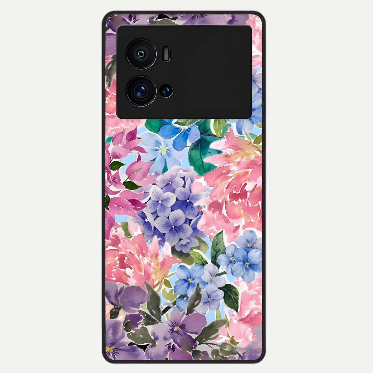  Pastel Floral Mix Glass Case For iQOO 9 Pro back cover – full design glossy printed glass finish