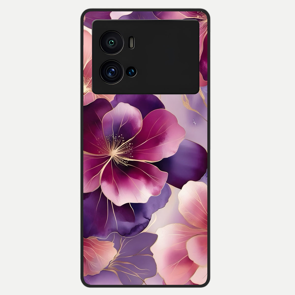  Pink Bouquet Florals Glass Case For iQOO 9 Pro back cover – full design glossy printed glass finish