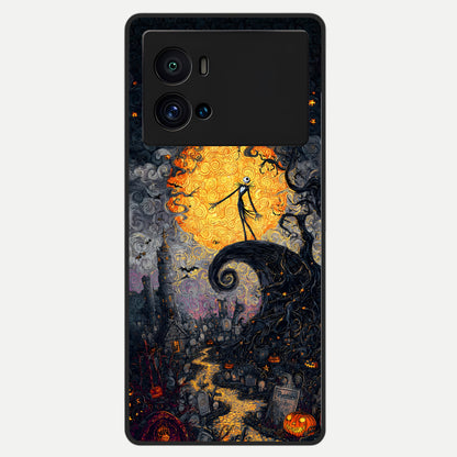  Pumpkin Moonlight Tale Glass Case For iQOO 9 Pro back cover – full design glossy printed glass finish