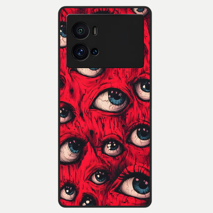  Red Eyes Pattern Glass Case For iQOO 9 Pro back cover – full design glossy printed glass finish