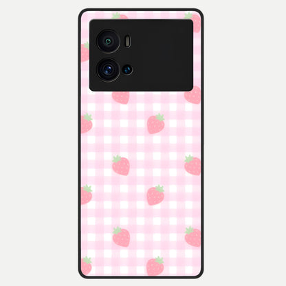 Strawberry Picnic Love Glass Case For iQOO 9 Pro back cover – full design glossy printed glass finish