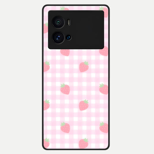  Strawberry Picnic Love Glass Case For iQOO 9 Pro back cover – full design glossy printed glass finish