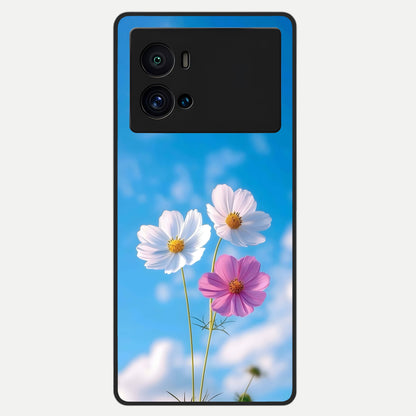  Tripple Flowers With Sky Glass Case For iQOO 9 Pro back cover – full design glossy printed glass finish