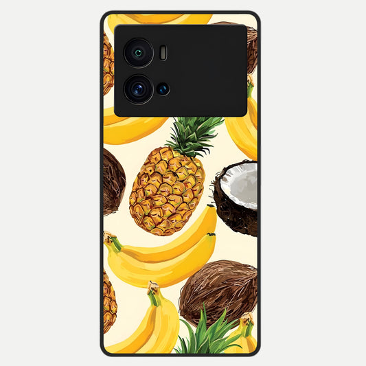  Tropical Fruit Mood Glass Case For iQOO 9 Pro back cover – full design glossy printed glass finish