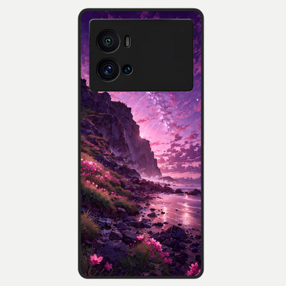  Twilight Blossom Coast Glass Case For iQOO 9 Pro back cover – full design glossy printed glass finish