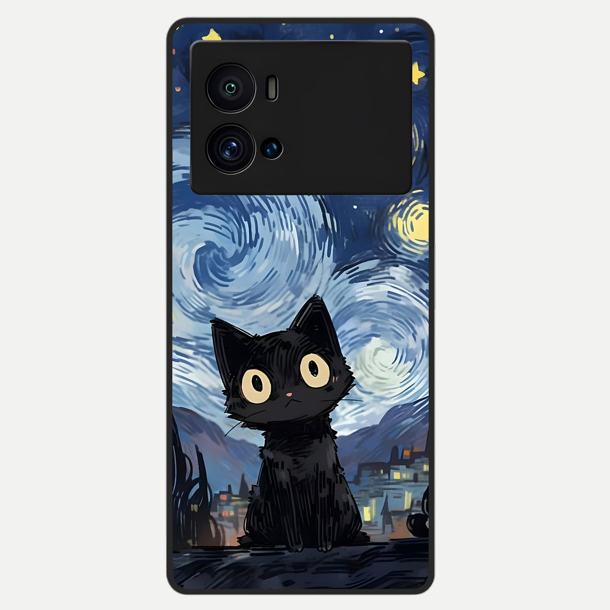  Van Gogh Cat Glass Case For iQOO 9 Pro back cover – full design glossy printed glass finish