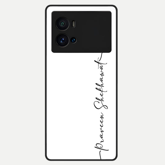  White Tune Custom Name Glass Case For iQOO 9 Pro back cover – personalized glossy printed glass finish
