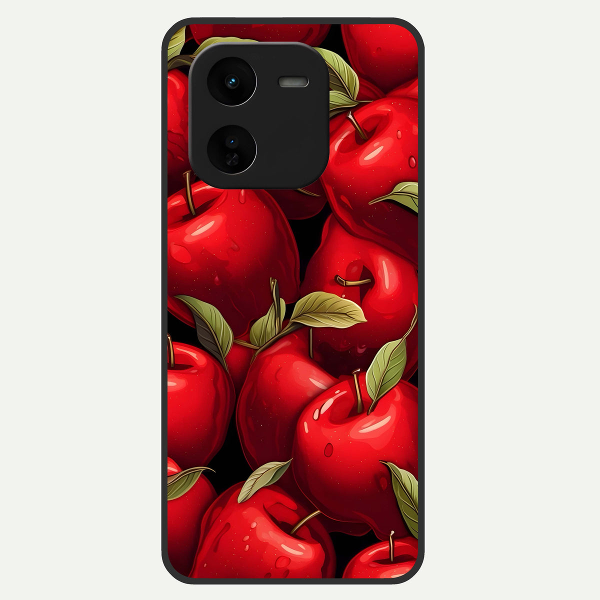  Apple Pattern Glass Case For iQOO Z9x 5G back cover – full design glossy printed glass finish