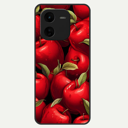  Apple Pattern Glass Case For iQOO Z9x 5G back cover – full design glossy printed glass finish