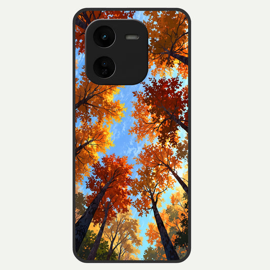  Autumn Sky Rise Glass Case For iQOO Z9x 5G back cover – full design glossy printed glass finish