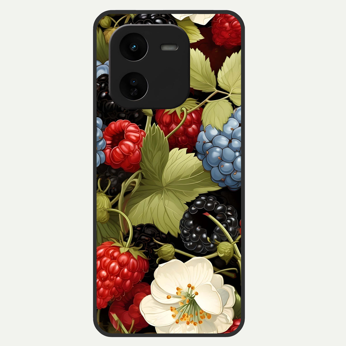  Berry Bloom Charm Glass Case For iQOO Z9x 5G back cover – full design glossy printed glass finish