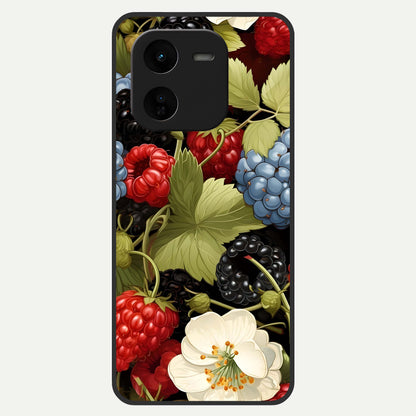  Berry Bloom Charm Glass Case For iQOO Z9x 5G back cover – full design glossy printed glass finish