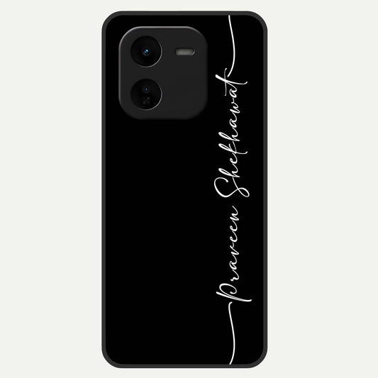  Black Tune Custom Name Glass Case For iQOO Z9x 5G back cover – full design glossy printed glass finish