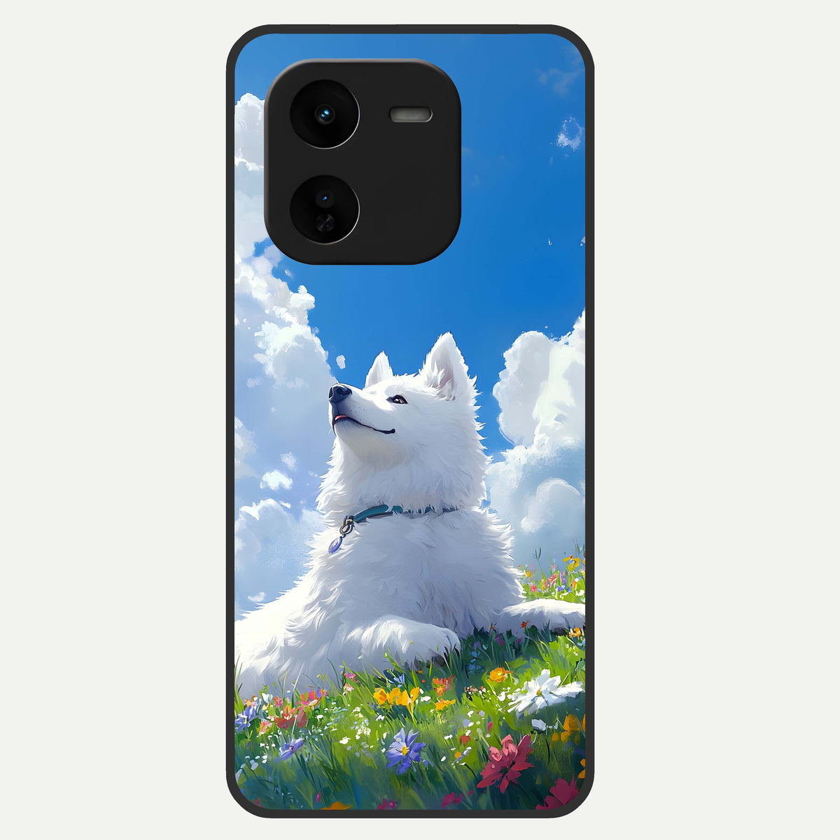  Blissful Cloud Pup Glass Case For iQOO Z9x 5G back cover – full design glossy printed glass finish