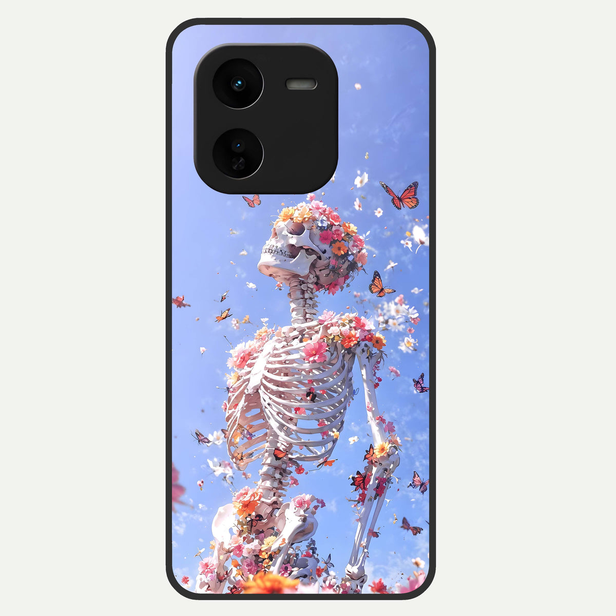  Bloom Beyond Bones Glass Case For iQOO Z9x 5G back cover – full design glossy printed glass finish