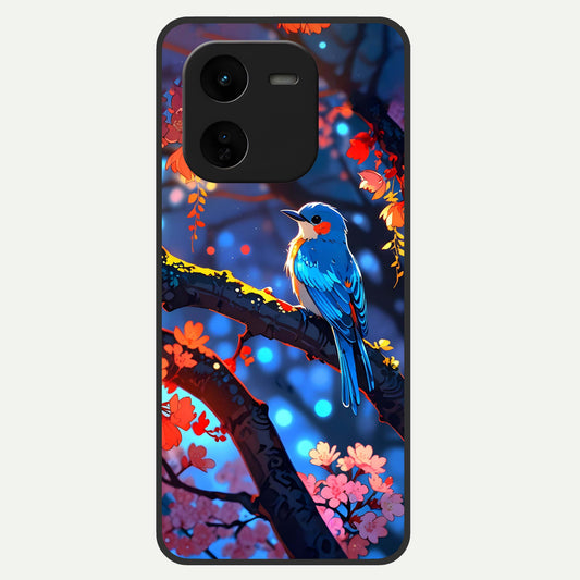  Blooming Water Drift Glass Case For iQOO Z9x 5G back cover – full design glossy printed glass finish