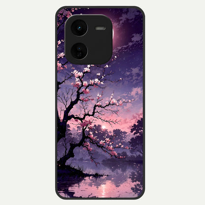  Blossom Pink Moon Glass Case For iQOO Z9x 5G back cover – full design glossy printed glass finish