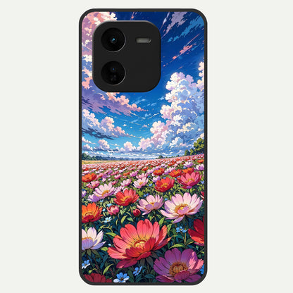  Blossom Sky Field Glass Case For iQOO Z9x 5G back cover – full design glossy printed glass finish