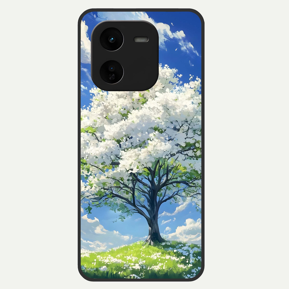  Blossom Sky Serenity Glass Case For iQOO Z9x 5G back cover – full design glossy printed glass finish