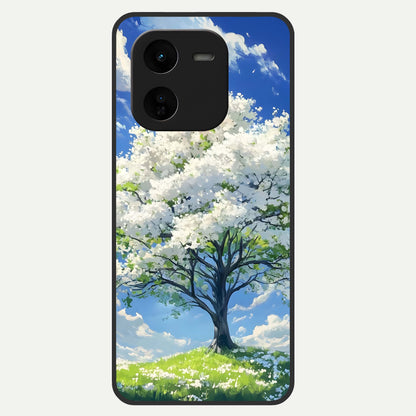  Blossom Sky Serenity Glass Case For iQOO Z9x 5G back cover – full design glossy printed glass finish