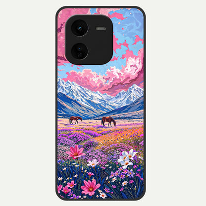  Blossom Valley Dream Glass Case For iQOO Z9x 5G back cover – full design glossy printed glass finish