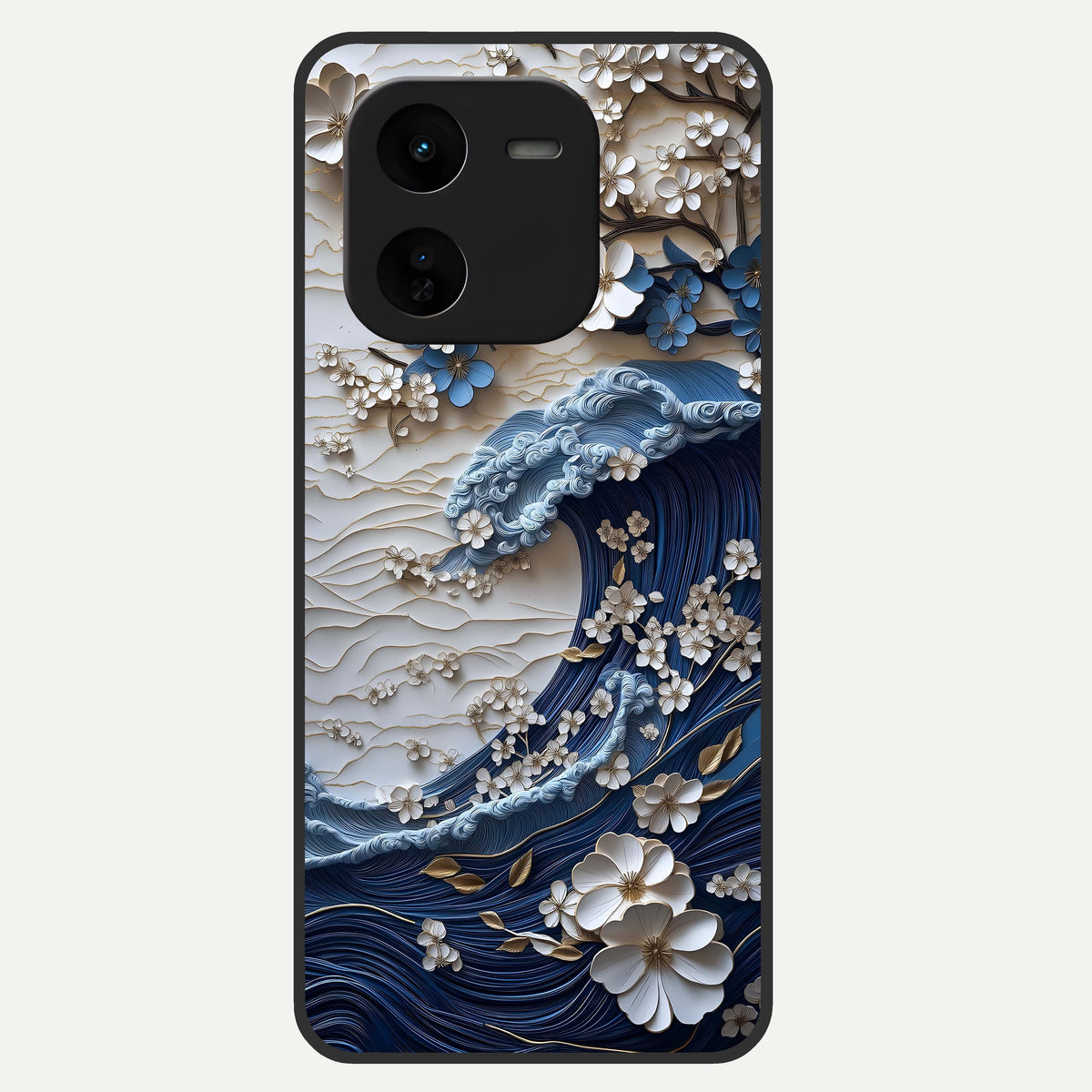  Blossom Wave Art Glass Case For iQOO Z9x 5G back cover – full design glossy printed glass finish