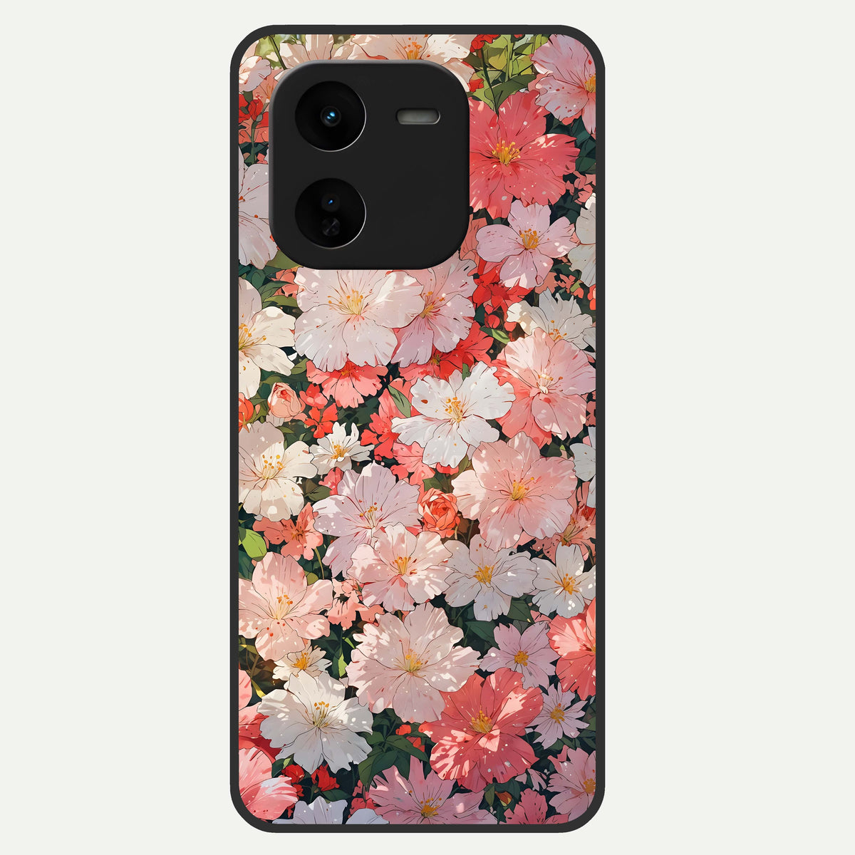  Blush Bloom Field Glass Case For iQOO Z9x 5G back cover – full design glossy printed glass finish