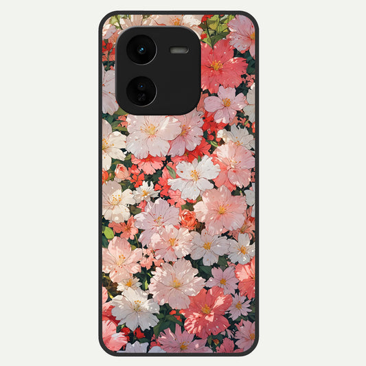  Blush Bloom Field Glass Case For iQOO Z9x 5G back cover – full design glossy printed glass finish
