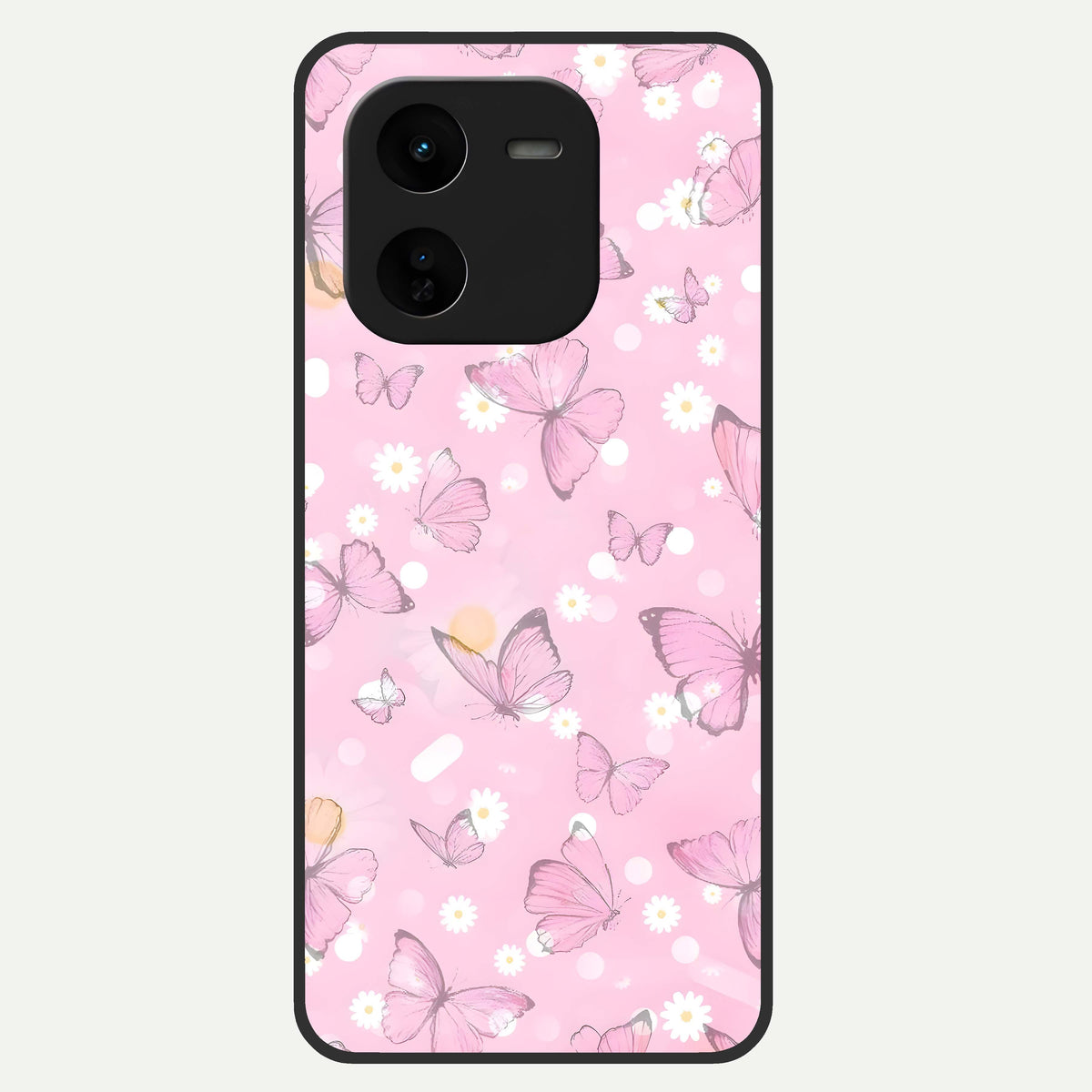  Blush Butterfly Garden Glass Case For iQOO Z9x 5G back cover – full design glossy printed glass finish